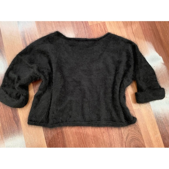 Vintage Juicy Couture Furry Black Oversized Sweater $125 One Size - Picture 7 of 9